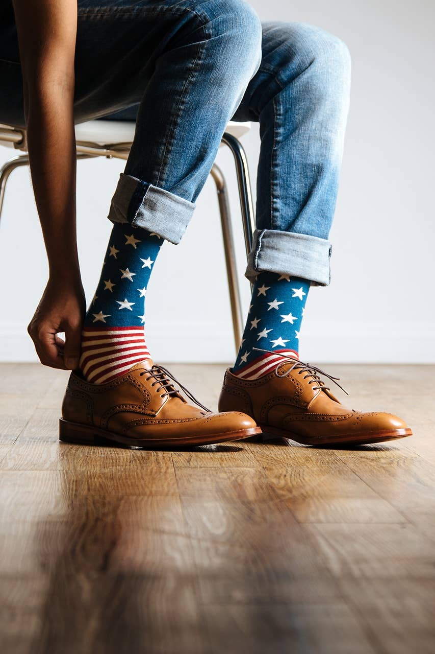 Let Feet-dom Ring American Flag Patriotic Sock - by Alynn
: Red/White/Blue / Sm/Med