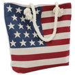 Load image into Gallery viewer, American Flag Zippered Burlap Canvas Tote Bag: AMERICAN FLAG / ONE SIZE
