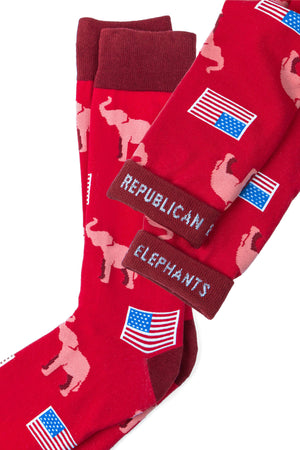 Republican Elephants Carded Cotton Sock by Alynn