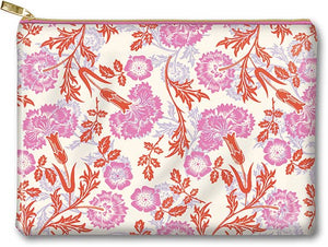 Vegan Leather Accessory Pouch - Cream Foral
