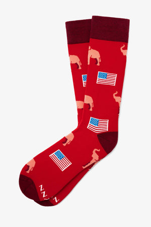 Republican Elephants Carded Cotton Sock by Alynn