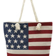 Load image into Gallery viewer, American Flag Zippered Burlap Canvas Tote Bag: AMERICAN FLAG / ONE SIZE
