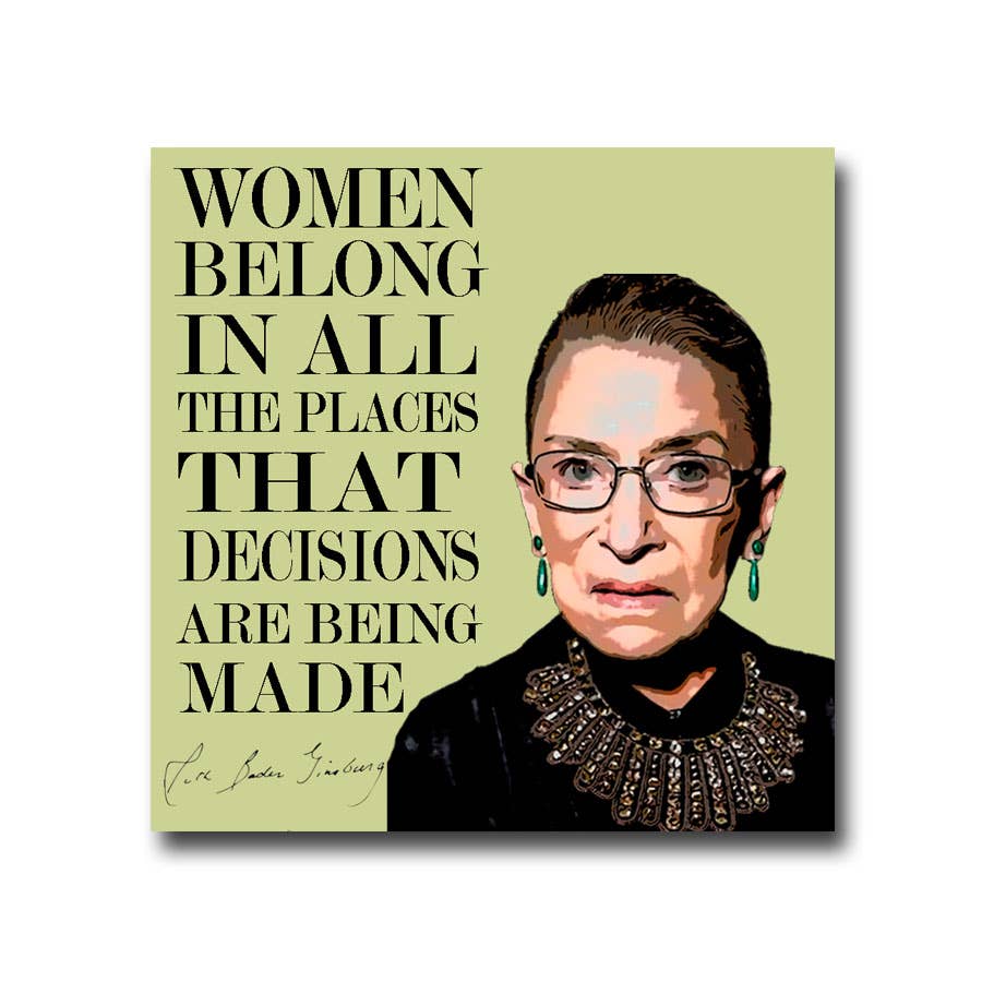 Ruth Badger Ginsburg "Women belong" Vinyl Sticker: Packaged Sticker