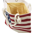 Load image into Gallery viewer, American Flag Zippered Burlap Canvas Tote Bag: AMERICAN FLAG / ONE SIZE
