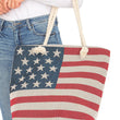 Load image into Gallery viewer, American Flag Zippered Burlap Canvas Tote Bag: AMERICAN FLAG / ONE SIZE
