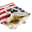 Load image into Gallery viewer, American Flag Zippered Burlap Canvas Tote Bag: AMERICAN FLAG / ONE SIZE
