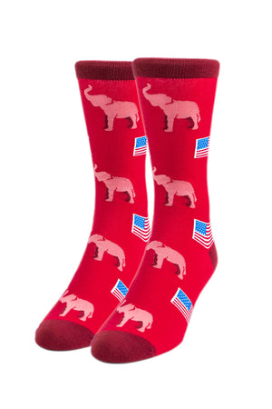 Republican Elephants Carded Cotton Sock by Alynn