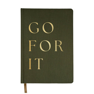 Go For It - Olive and Gold Foil Fabric Journal